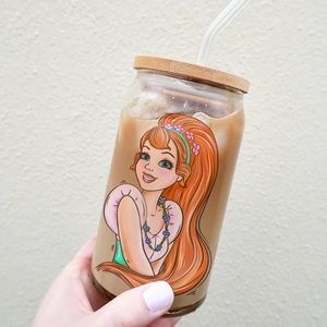 Thumbelina 16oz can glass with bamboo lid & straw